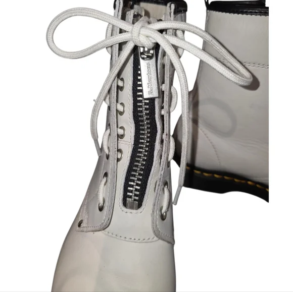 Dr. Martens White‎ Zip-Up Leather Lace Up Hiking Combat Boots Women's Size 9 US - Picture 7 of 12